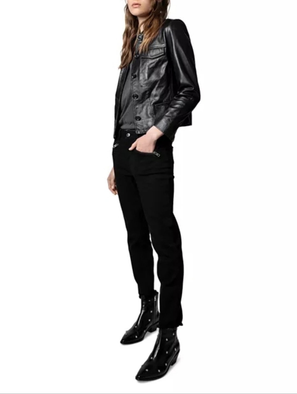 Zadig & Voltaire Liam Lamb Leather Button Up Jacket Nwt Size Small - Picture 3 of 16